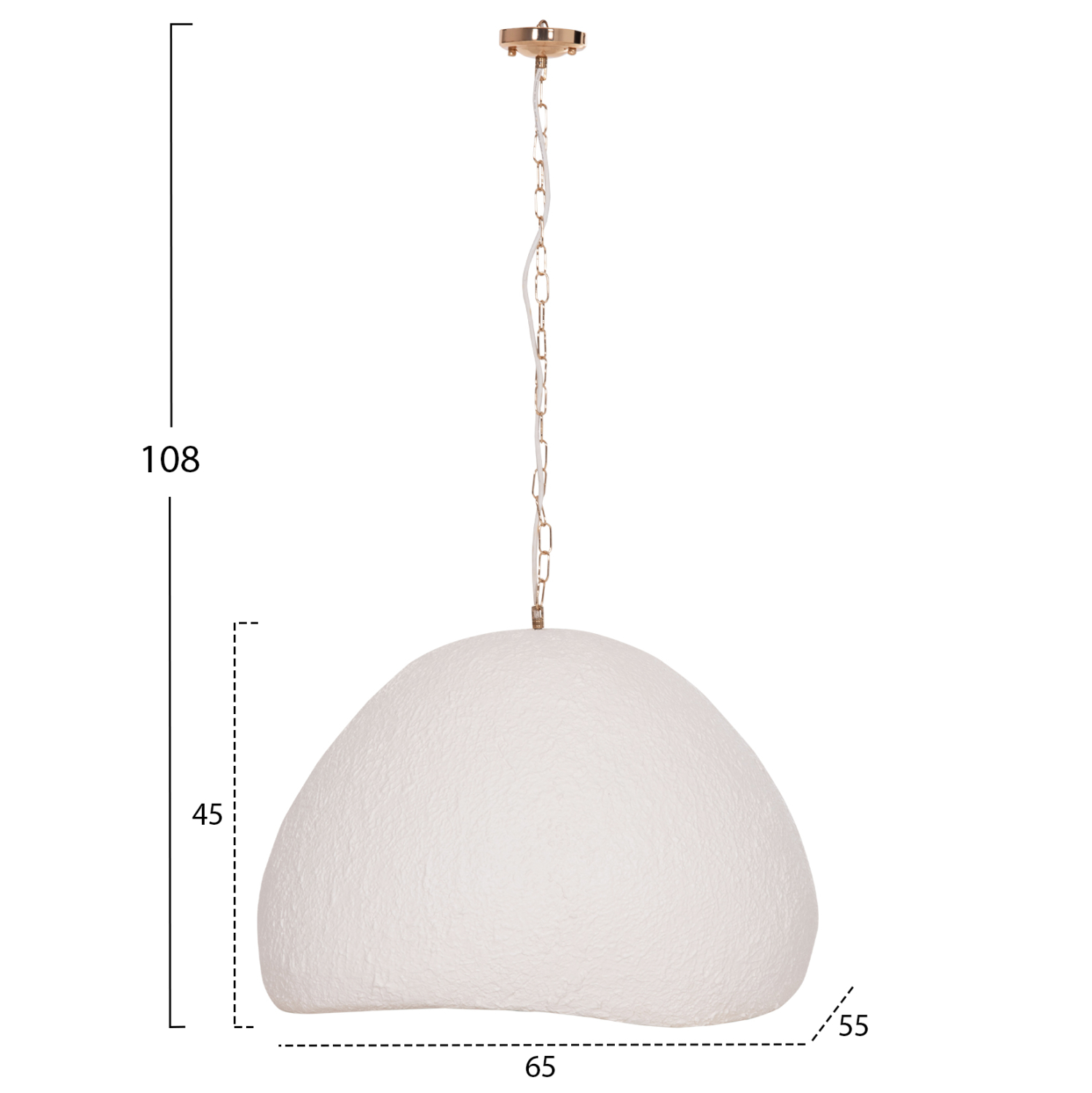 ΦΩΤΙΣΤΙΚΟ ΟΡΟΦΗΣ ΚΡΕΜΑΣΤΟ JAYLEN HM4703.02L FIBER CEMENT ΛΕΥΚΟ 65x55x45Υεκ. - Image 2