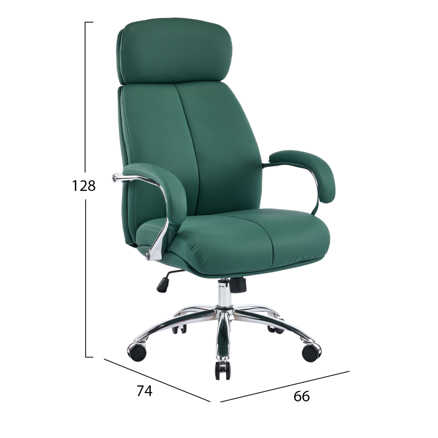 ΚΑΡΕΚΛΑ ΓΡΑΦΕΙΟΥ TOREN HM18357.07 ΠΡΑΣΙΝΟ PU ΔΕΡΜΑ--ΒΑΣΗ ΧΡΩΜΙΟΥ 66x74x128Υεκ - Image 2