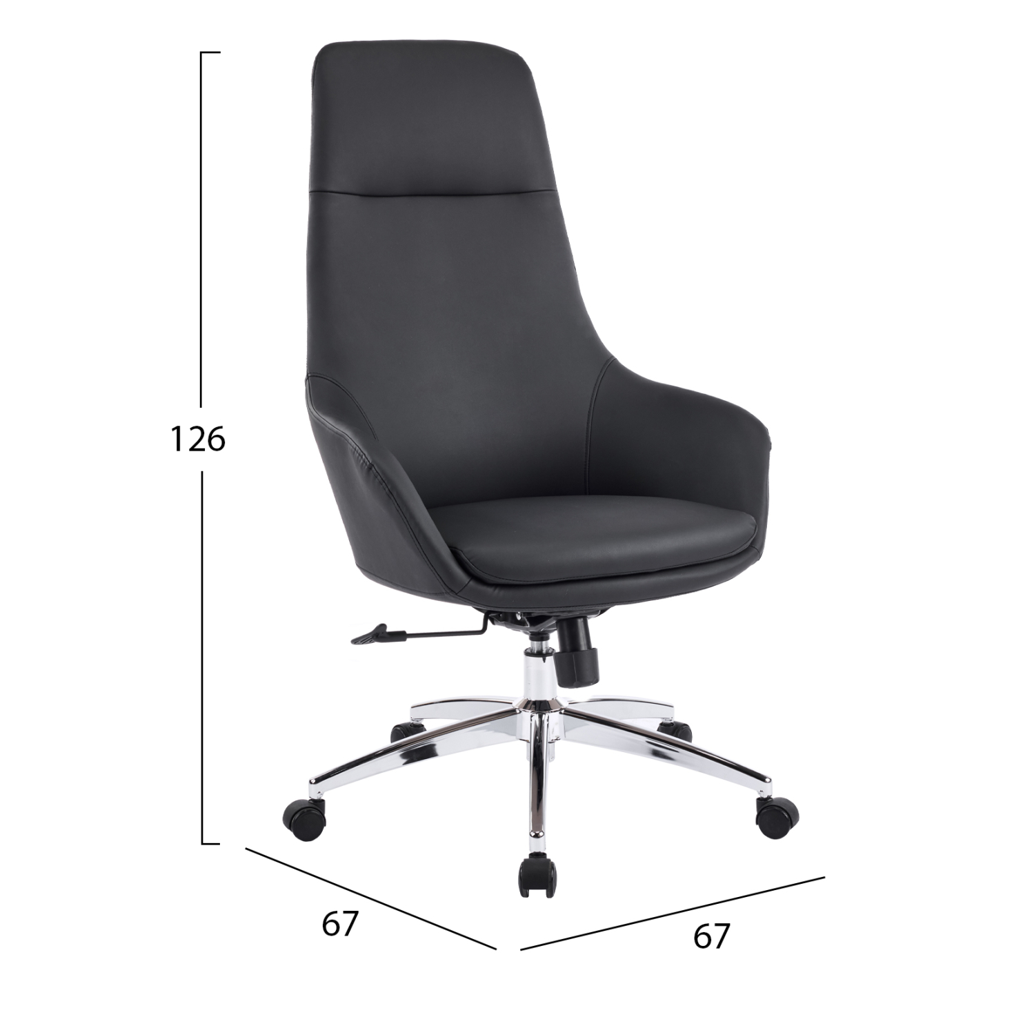 ΚΑΡΕΚΛΑ ΓΡΑΦΕΙΟΥ BEKKER HM18359.01 ΜΑΥΡΟ PU ΔΕΡΜΑ--ΒΑΣΗ ΧΡΩΜΙΟΥ 67x67x126Υεκ - Image 2