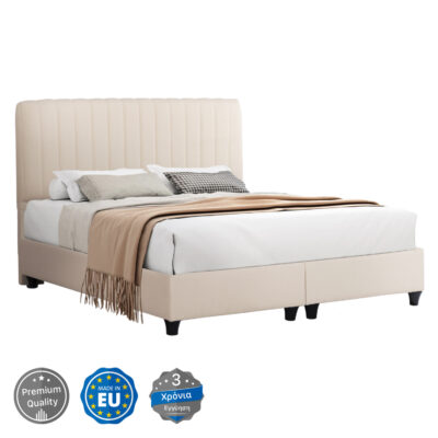 ΚΡEΒΑΤΙ ΔΙΠΛΟ LUTHER HM717 ΜΠΕΖ ΥΦΑΣΜΑ ΓΙΑ ΣΤΡΩΜΑ 160x200εκ.
