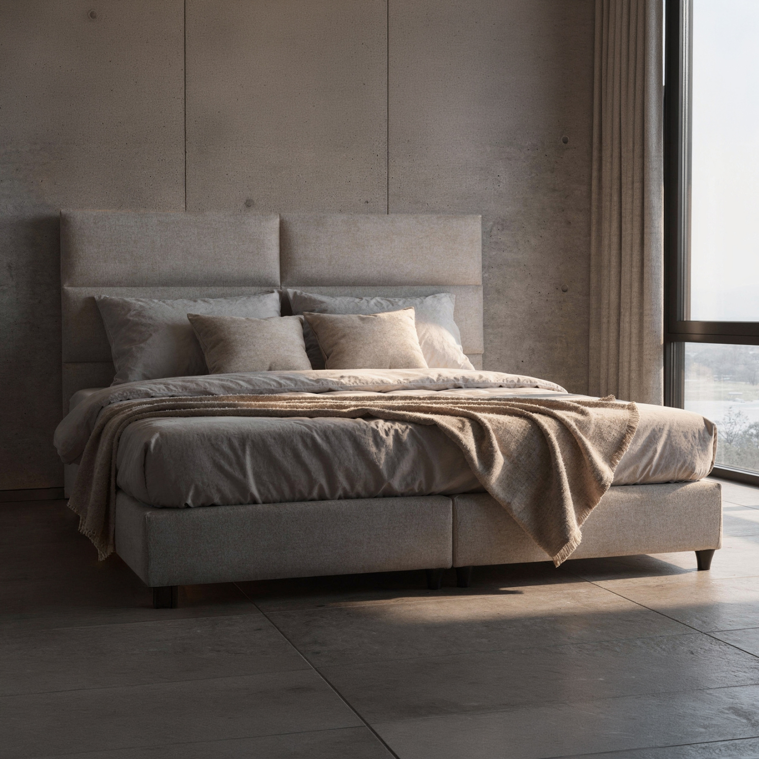 ΚΡΕΒΑΤΙ ΥΠΕΡΔΙΠΛΟ MILO ΑΠΟ ΜΠΕΖ ΥΦΑΣΜΑ HM628.32 ΓΙΑ ΣΤΡΩΜΑ 180x200 εκ. - Image 2