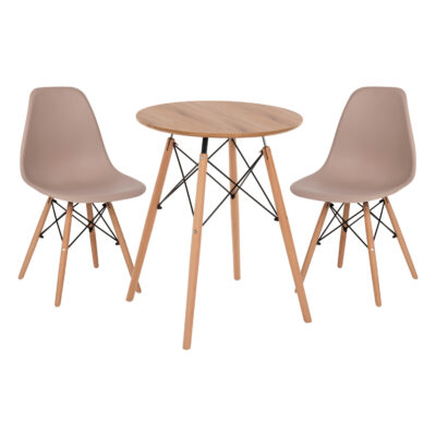 ΣΕΤ ΤΡΑΠΕΖΑΡΙΑΣ 3ΤΜΧ TWIST HM21370 ΣΤΡΟΓΓΥΛΟ ΤΡΑΠΕΖΙ Φ60 & 2 ΚΑΡΕΚΛΕΣ ΣΕ ΚΑΠΟΥΤΣΙΝΟ