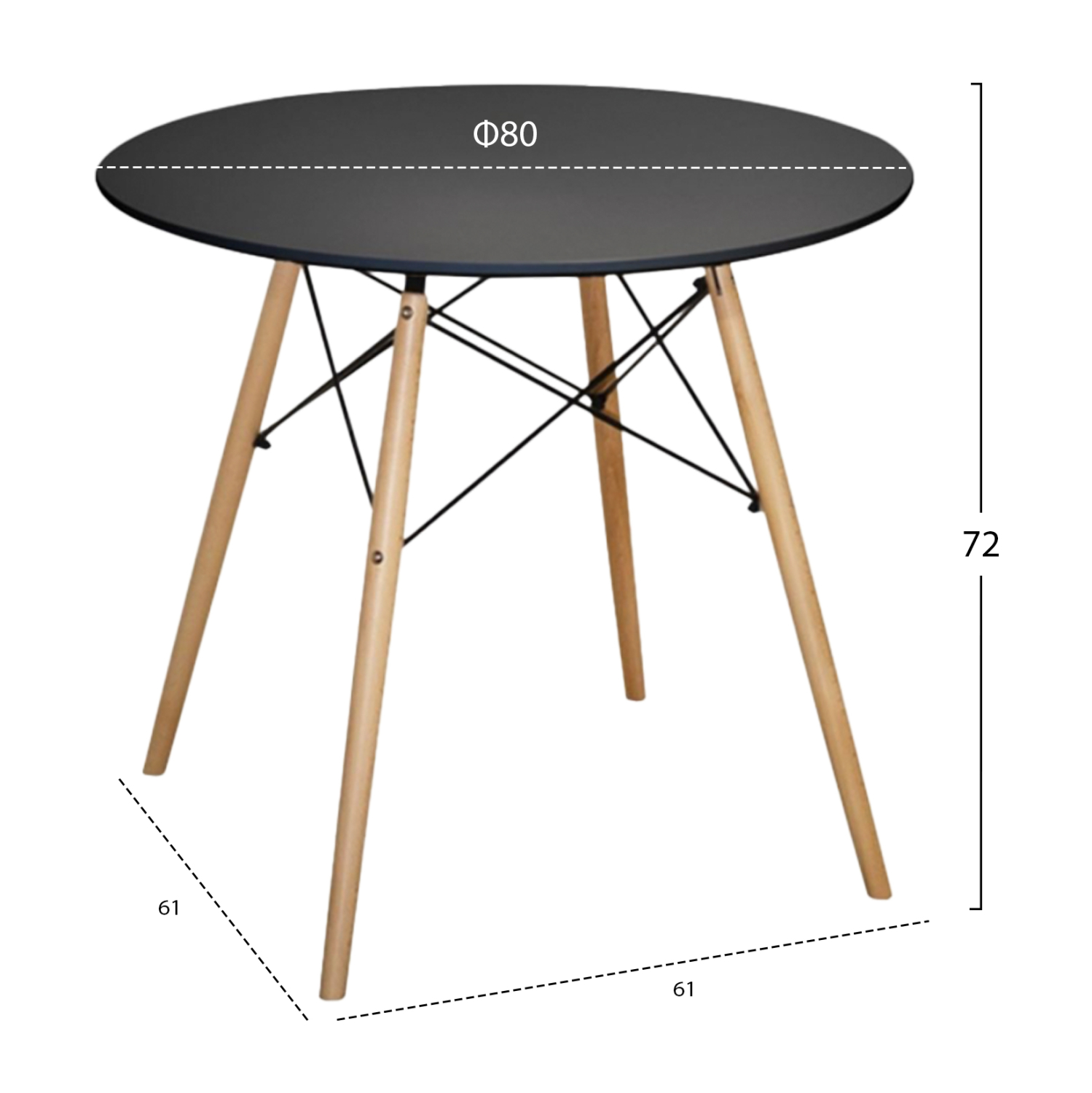 ΣΕΤ ΤΡΑΠΕΖΑΡΙΑΣ 3ΤΜΧ TWIST HM21373 ΣΤΡΟΓΓΥΛΟ ΤΡΑΠΕΖΙ Φ80 & 2 ΚΑΡΕΚΛΕΣ ΣΕ ΜΑΥΡΟ - Image 2