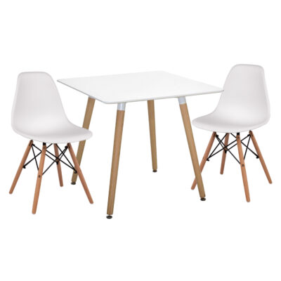 ΣΕΤ ΤΡΑΠΕΖΑΡΙΑΣ 3ΤΜΧ TWIST HM21377 ΤΕΤΡΑΓΩΝΟ ΤΡΑΠΕΖΙ ΛΕΥΚΟ--2 ΚΑΡΕΚΛΕΣ ΛΕΥΚΕΣ