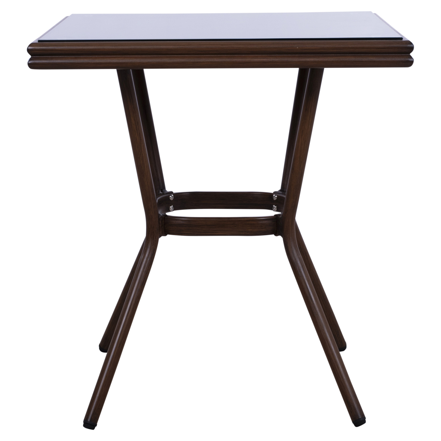 ΤΡΑΠΕΖΙ ΑΛΟΥΜΙΝΙΟΥ HARLOW 70X70X76Υ ΜΕ ΟΨΗ BAMBOO HM5568.03 ΚΑΦΕ ΜΕ ΓΥΑΛΙ - Image 3