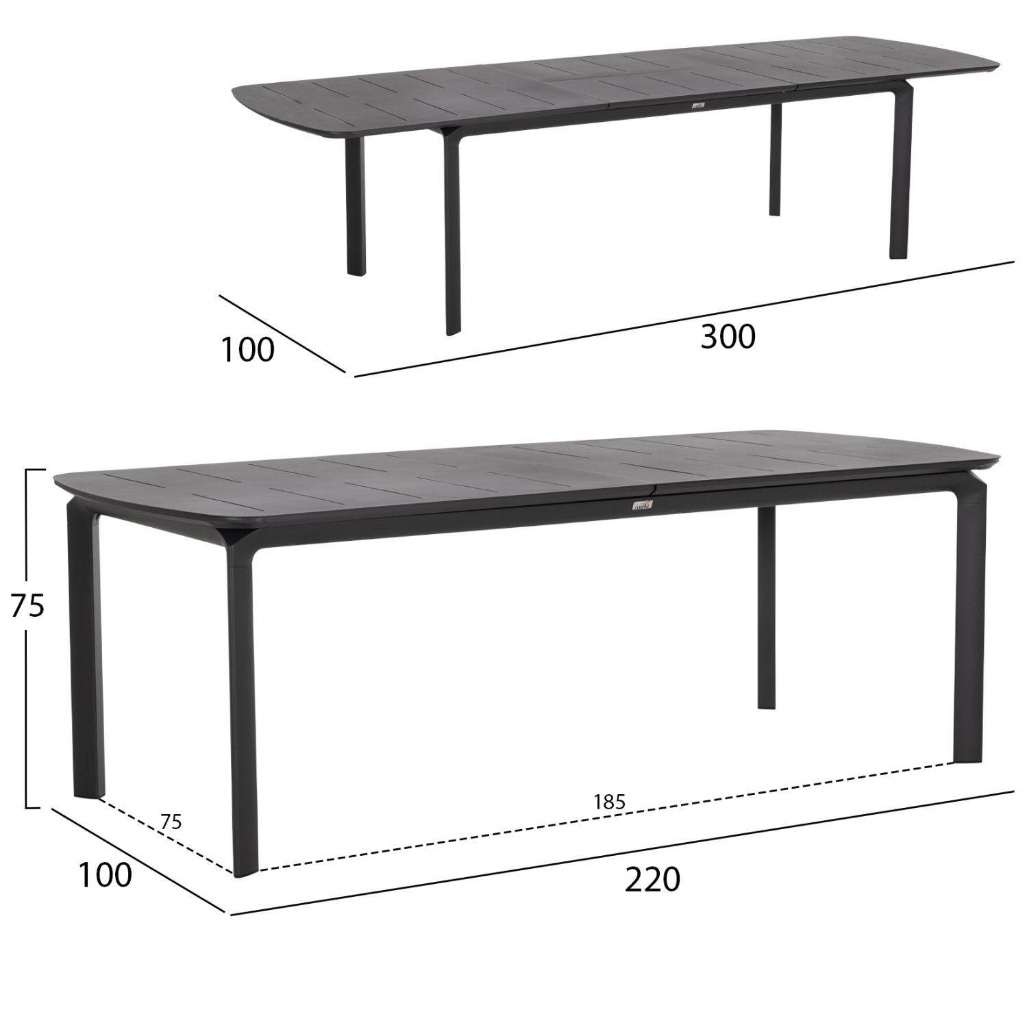 ΤΡΑΠΕΖΙ ΕΠΕΚΤΕΙΝΟΜΕΝΟ SYMPO HM6415.01 ΓΚΡΙ ΑΛΟΥΜΙΝΙΟ 220-300x100x75Υεκ - Image 2