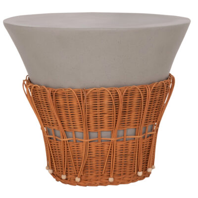 ΤΡΑΠΕΖΙ ΣΑΛΟΝΙΟΥ PERRAL HM18164.03L FIBER CEMENT ΓΚΡΙ-ΦΥΣΙΚΟ RATTAN--Φ55x45Υεκ