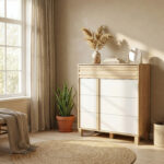 Aria συρταριέρα με 4 συρτάρια 94x41x107εκ. Natural Chestnut / Λευκό