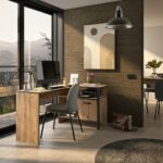 Arsen γραφείο γωνιακό 136/99x48/88x73εκ. με ντουλάπι Artisan Oak / Μαύρο