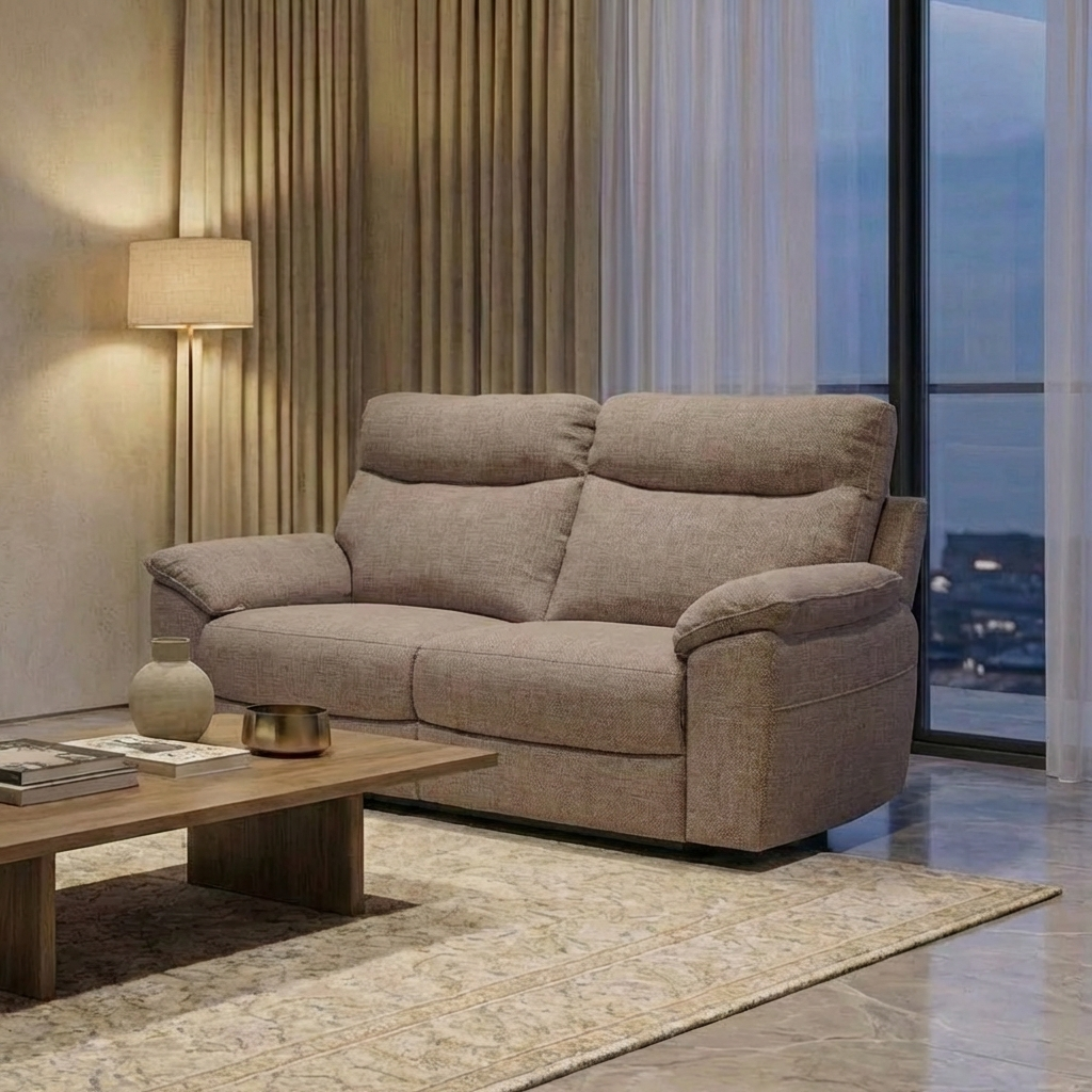 Boston τριθέσιος καναπές 200x100x102εκ. Σκούρο Μπεζ ύφασμα