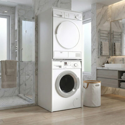 Έπιπλο πλυντηρίου - στεγνωτηρίου Evgenia Megapap χρώμα λευκό 70x60x180εκ.