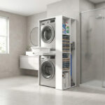 Έπιπλο πλυντηρίου - στεγνωτηρίου Bace Megapap χρώμα λευκό 90x60x187εκ.