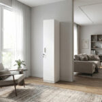 Ντουλάπα ρούχων Emeril Megapap μονόφυλλη με κλειδαριά χρώμα λευκό 35x42x180εκ.