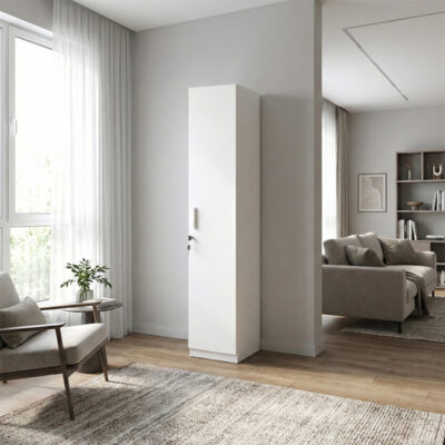 Ντουλάπα ρούχων Emeril Megapap μονόφυλλη με κλειδαριά χρώμα λευκό 35x42x180εκ.