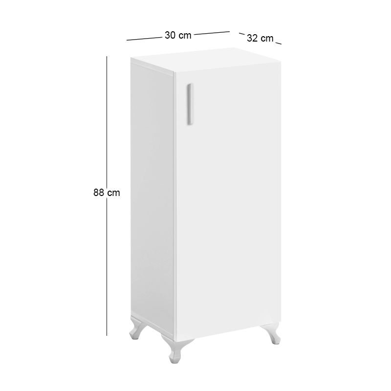 Ντουλάπι κουζίνας - μπάνιου Mine Megapap χρώμα λευκό 30x32x88εκ. - Image 4