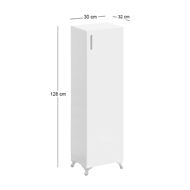 Ντουλάπι κουζίνας - μπάνιου Mine Megapap χρώμα λευκό 30x32x128εκ. - Image 4