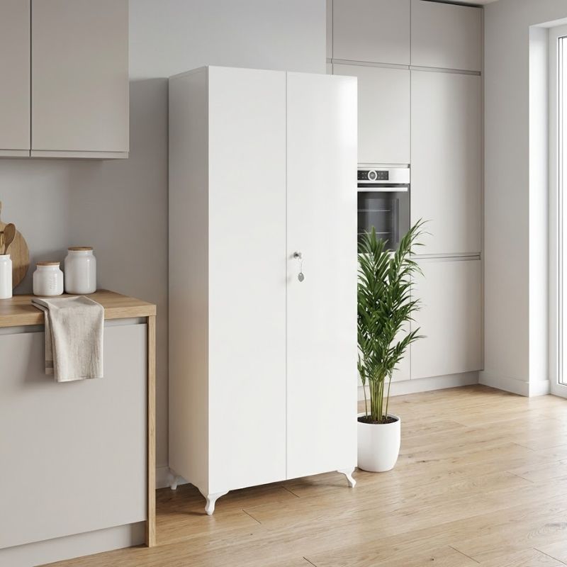 Ντουλάπα - Παπουτσοθήκη Cilem Megapap με κλειδαριά χρώμα λευκό 70x32x188εκ. - Image 2