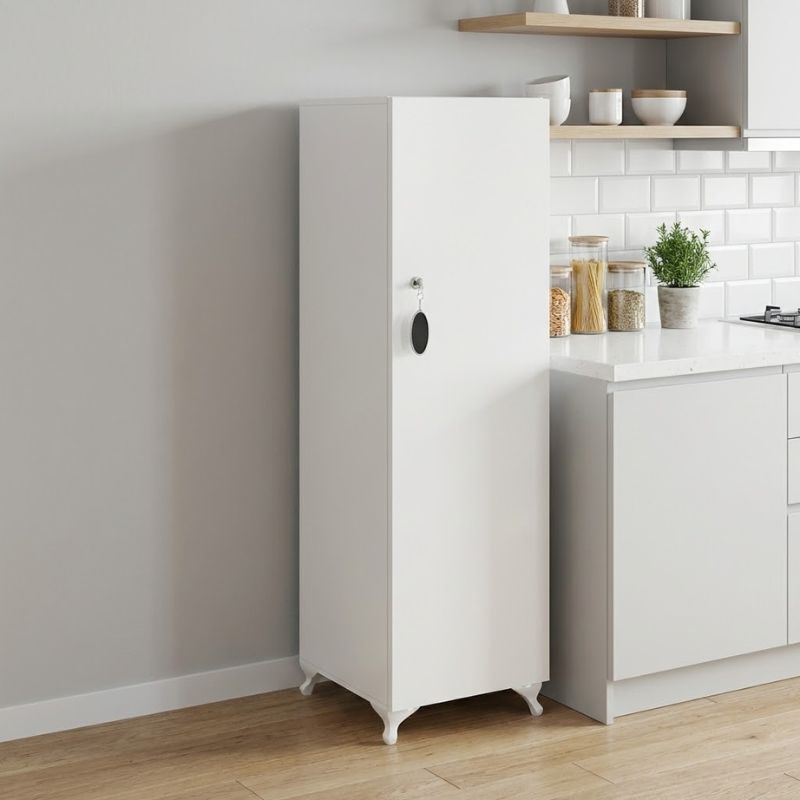 Ντουλάπι με κλειδαριά Zehra Megapap χρώμα λευκό 30x32x128εκ. - Image 2