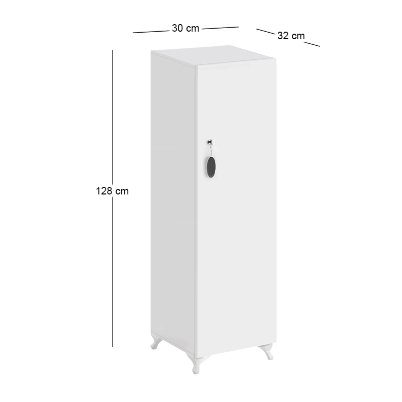 Ντουλάπι με κλειδαριά Zehra Megapap χρώμα λευκό 30x32x128εκ. - Image 4