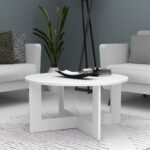 Τραπεζάκι σαλονιού Kati Megapap χρώμα λευκό Ø80x42εκ.