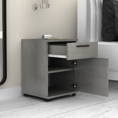 Κομοδίνο - Συρταριέρα γραφείου Veto Megapap χρώμα γκρι σκυροδέματος 40x39x57εκ.