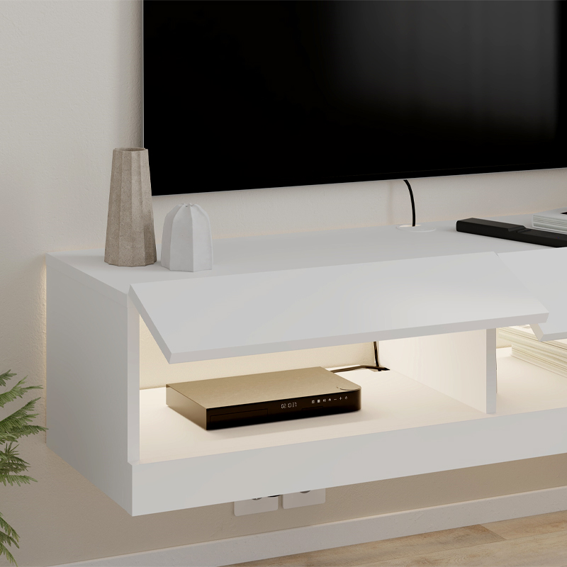 Έπιπλο τηλεόρασης επιτοίχιο Moon Megapap με LED χρώμα λευκό 120x33,8x30εκ. - Image 3