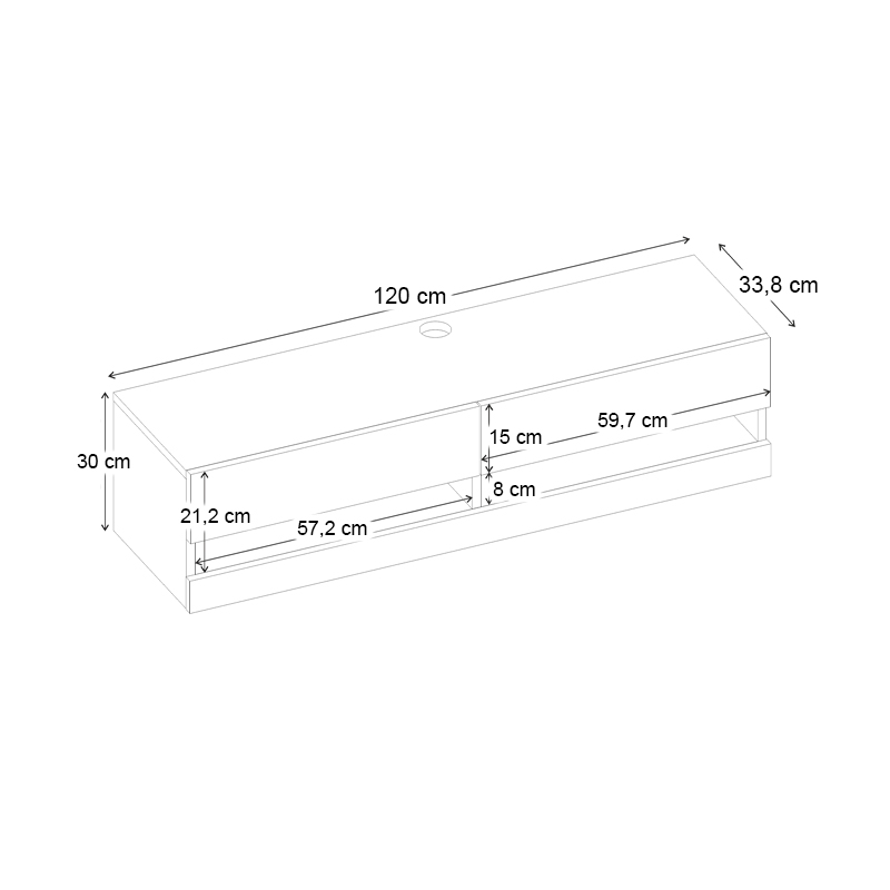 Έπιπλο τηλεόρασης επιτοίχιο Moon Megapap με LED χρώμα λευκό 120x33,8x30εκ. - Image 5