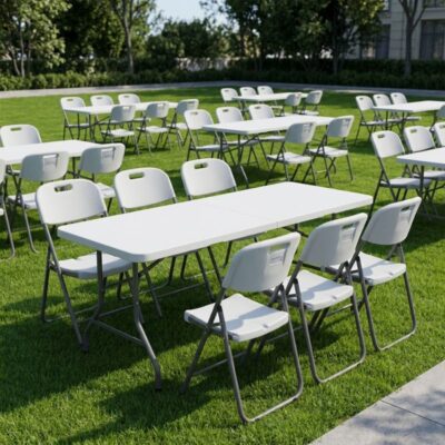 Τραπέζι catering - συνεδρίου Capri Megapap πτυσσόμενο - βαλίτσα χρώμα λευκό του πάγου 183x76x74εκ.