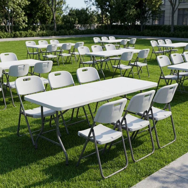 Τραπέζι catering - συνεδρίου Capri Megapap πτυσσόμενο - βαλίτσα χρώμα λευκό του πάγου 183x76x74εκ.