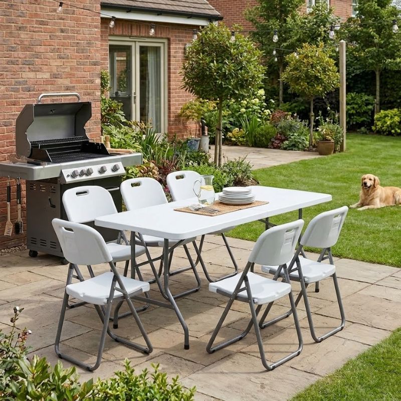 Τραπέζι catering - συνεδρίου Capri Megapap πτυσσόμενο - βαλίτσα χρώμα λευκό του πάγου 183x76x74εκ. - Image 2