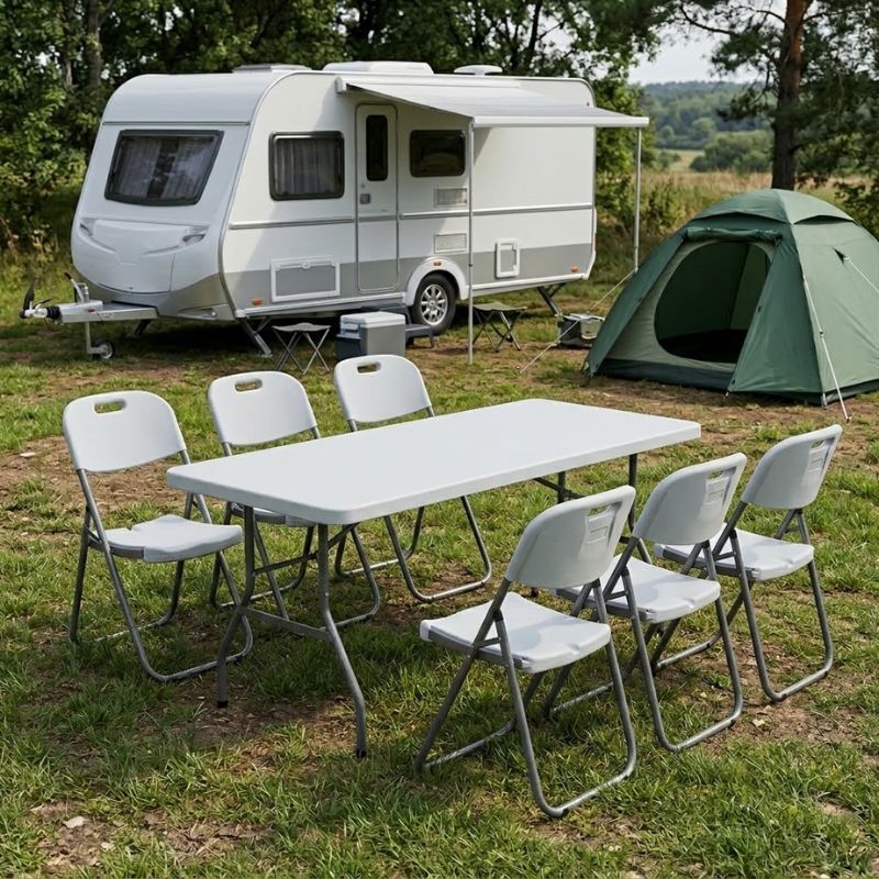 Τραπέζι catering - συνεδρίου Capri Megapap πτυσσόμενο - μονοκόμματη επιφάνεια χρώμα λευκό του πάγου 152x76x74εκ. - Image 2