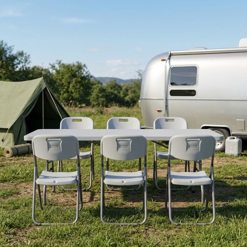 Τραπέζι catering - συνεδρίου Capri Megapap πτυσσόμενο - μονοκόμματη επιφάνεια χρώμα λευκό του πάγου 183x76x74εκ. - Image 2