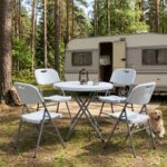 Τραπέζι catering - συνεδρίου Capri Megapap πτυσσόμενο - στρογγυλό μονοκόμματη επιφάνεια χρώμα λευκό του πάγου Ø80x74εκ.