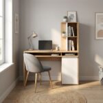 Nex γραφείο με βιβλιοθήκη 120x60/45x140/76εκ.  Blond Oak / Λευκό