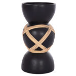 ΔΙΑΚΟΣΜΗΤΙΚΟ ΒΑΖΟ ΔΑΠΕΔΟΥ MAYNARD HM4672.01L TERRACOTTA ΜΑΥΡΟ-RATTAN Φ32x62.5Υεκ