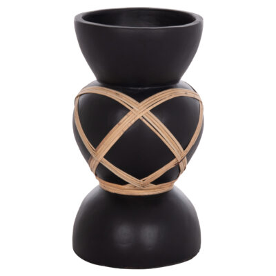 ΔΙΑΚΟΣΜΗΤΙΚΟ ΒΑΖΟ ΔΑΠΕΔΟΥ MAYNARD HM4672.01S TERRACOTTA ΜΑΥΡΟ-RATTAN Φ27.5x50Υ