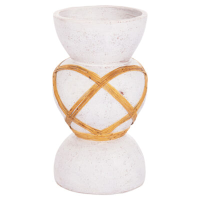 ΔΙΑΚΟΣΜΗΤΙΚΟ ΒΑΖΟ ΔΑΠΕΔΟΥ MAYNARD HM4672.02S TERRACOTTA ΛΕΥΚΟ--RATTAN Φ27.5x50Υεκ