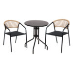 ΣΕΤ ΤΡΑΠΕΖΑΡΙΑΣ 3ΤΜΧ LINO HM10728.03-- 2 ΜΕΤΑΛ. ΚΑΡΕΚΛΕΣ--ΣΤΡΟΓΓΥΛΟ ΤΡΑΠΕΖΙ Φ60εκ ΜΑΥΡΟ