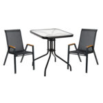 ΣΕΤ ΤΡΑΠΕΖΑΡΙΑΣ 3ΤΜΧ FIGO HM10730.03-- 2 ΚΑΡΕΚΛΕΣ & ΤΕΤΡΑΓΩΝΟ ΤΡΑΠΕΖΙ 60x60εκ ΜΑΥΡΟ