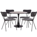 ΣΕΤ ΤΡΑΠΕΖΑΡΙΑΣ 5ΤΜΧ BROLIN HM21200 MDF TOP & ΜΕΤΑΛΛΟ ΜΑΥΡΟ-ΣΚΟΥΡΟ ΓΚΡΙ ΥΦΑΣΜΑ