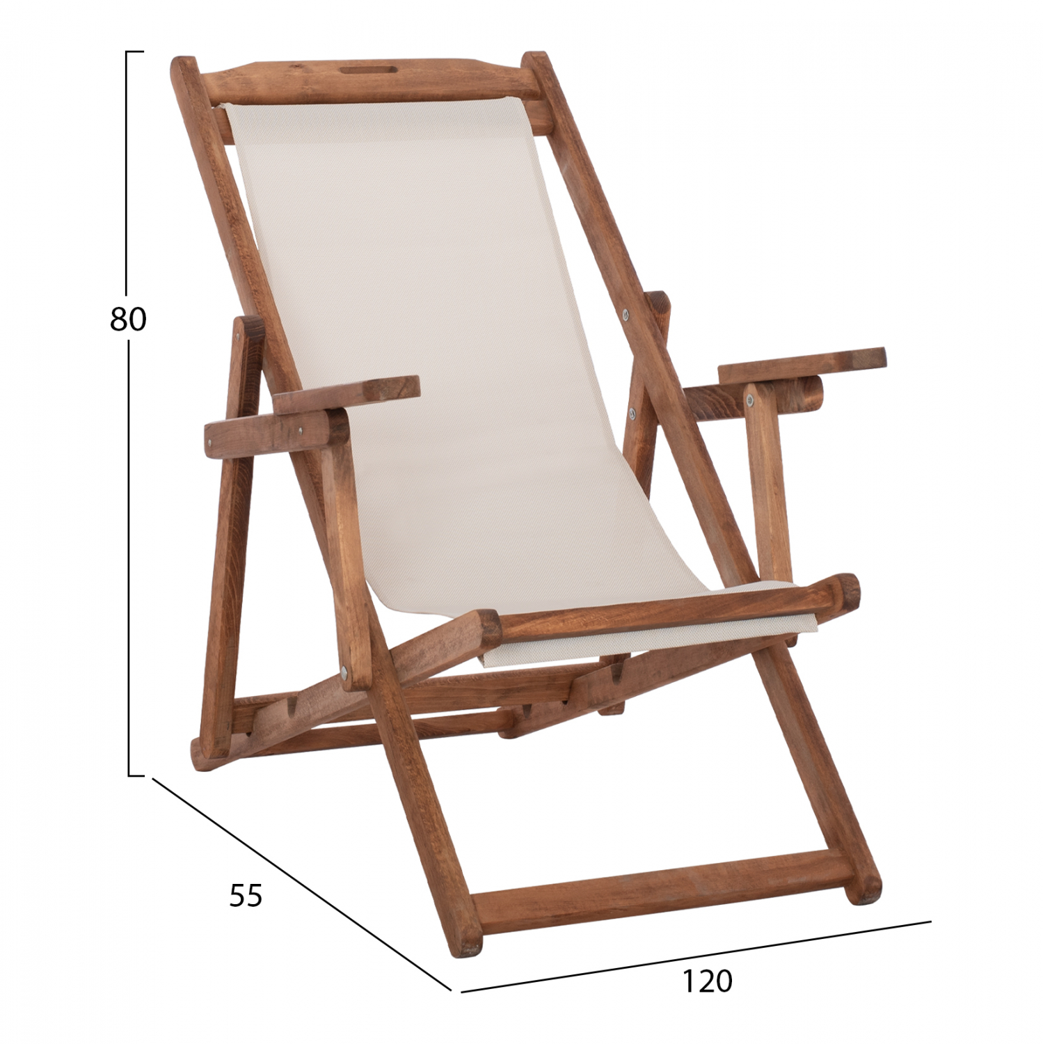 ΣΕΖΛΟΝΓΚ ΛΗΜΝΟΣ ΜΕ ΜΠΡΑΤΣΑ ΕΜΠ/ΣΜΟΣ ΚΑΡΥΔΙ ΜΕ PVC 2Χ1 ΕΚΡΟΥ HM11433.01 62,5x97x105εκ. - Image 2