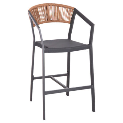 ΣΚΑΜΠΟ ΑΛΟΥΜΙΝΙΟΥ MIRI ΑΝΘΡΑΚΙ HM5892.11 ΜΕΣΑΙΟΥ ΥΨΟΥΣ ΜΕ ΜΠΡΑΤΣΑ RATTAN & TEXTLINE 55x56,5x99Yεκ.