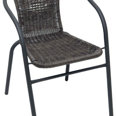 Velco ΚΑΡΕΚΛΑ ΜΕΤΑΛΛΙΚΗ ΑΝΘΡΑΚΙ ME ΓΚΡΙ 2 ΤΟΝΩΝ WICKER ΜΕ ΜΠΡΑΤΣΑ- ΔΙΑΣΤΑΣΕΙΣ: W53xD60xH42/72cm