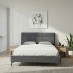 Κρεβάτι Marvel Megapap υφασμάτινο χρώμα ανθρακί 160x200εκ.