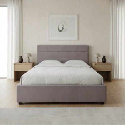 Κρεβάτι Olmo Megapap βελούδινο με αποθηκευτικό χώρο χρώμα γκρι 160x200εκ.