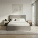 Κρεβάτι Verona Megapap υφασμάτινο με αποθηκευτικό χώρο χρώμα γκρι - μπεζ 160x200εκ.