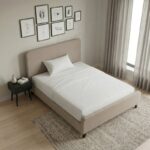 Κρεβάτι Ovelia Megapap υφασμάτινο χρώμα μπεζ 120x200εκ.