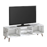 Έπιπλο τηλεόρασης Loren Megapap χρώμα λευκό εφέ μαρμάρου 120x30x40εκ.