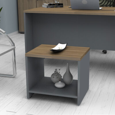 Τραπεζάκι γραφείου επαγγελματικό Venturo Megapap χρώμα ανθρακί - καρυδί 60x60x45εκ.