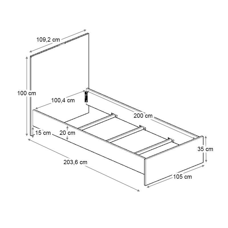 Κρεβάτι Troy Megapap χρώμα γκρι σκυροδέματος 100x200εκ. - Image 5